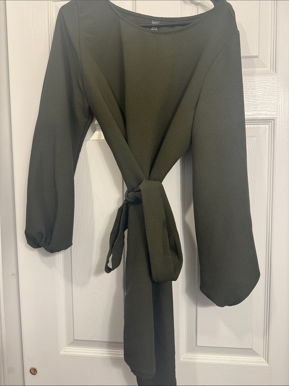 Olive Green Long Sleeve Shift Dress